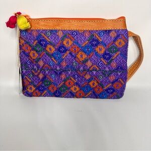 Handmade purple Huipil Wristlet- Made in Guatemala